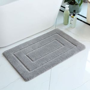 TAPIS DE BAIN  Tapis de salle de bain, tapis de toilette doux antidérapant, 40 x 60 cm, tapis de toilette lavable, gris foncé