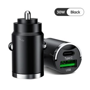 CHARGEUR TÉLÉPHONE 30W noir--OlPG-Chargeur de voiture USB, charge rapide PD USB Type C en Mini chargeur de téléphone de voiture