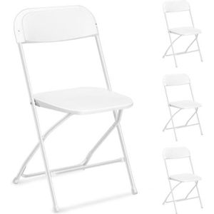 CHAISE Lot de 4 chaises pliantes en plastique blanc, sièg