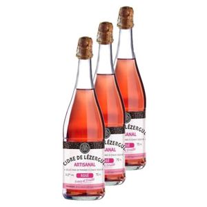CIDRE Les Celliers de l'Odet - Lot 3x Cidre de Lézergué artisanal rosé - Bouteille 750ml