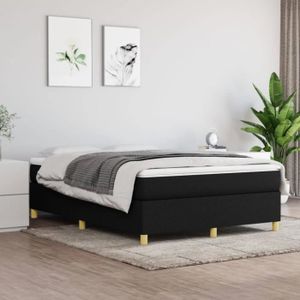 SOMMIER Cadre de lit à sommier tapissier ESTINK - Noir - 140x190 cm - A ressorts - Pieds inclus