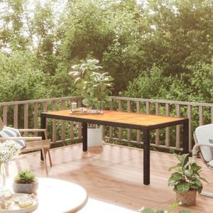 TABLE DE JARDIN  VIE Table de jardin 190x90x75 cm Résine tressée et bois acacia Noir A316722 92428