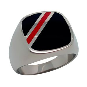 Bague Chevali/ère Cabochon Homme Femme Acier Inoxydable 316L Argent/é Noir Email BOBIJOO Jewelry