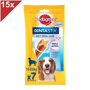FRIANDISE PEDIGREE Dentastix Friandises à mâcher moyen chien 105 sticks dentaires (15x7)