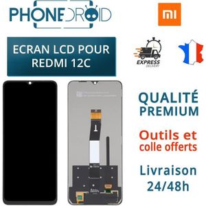 ECRAN DE TÉLÉPHONE Écran complet LCD + Tactile Xiaomi Redmi 12C Black + Outils, stock en France