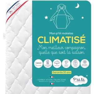 MATELAS BÉBÉ P'tit Lit -  Matelas Bébé Climatisé  - 60x120  cm - 1 face Été fraîche / 1 face Hiver ouatinée - Anti Acarien - Déhoussable - Oeko