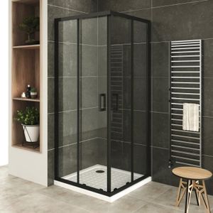 PAROIS DE DOUCHE - PORTE DE DOUCHE LANABLACK+ Porte de douche d'angle H. 185 cm verre