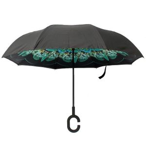 Parapluie de voiture double couche invers/é Parapluie de voyage coupe-vent et r/ésistant aux UV avec poign/ée en forme de C Parapluie invers/é pliant Dragon Flame