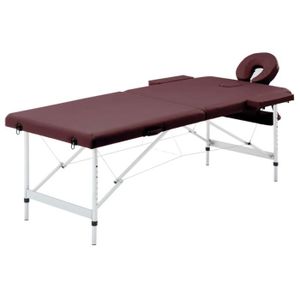 TABLE DE MASSAGE - TABLE DE SOIN Table de massage pliable 2 zones Aluminium Violet vin