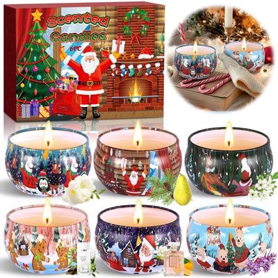 Coffret De 6 Bougies Parfumées En Cire De Soja, Senteurs Variées, Pour Noël, Cadeaux Et Ambiance Détente