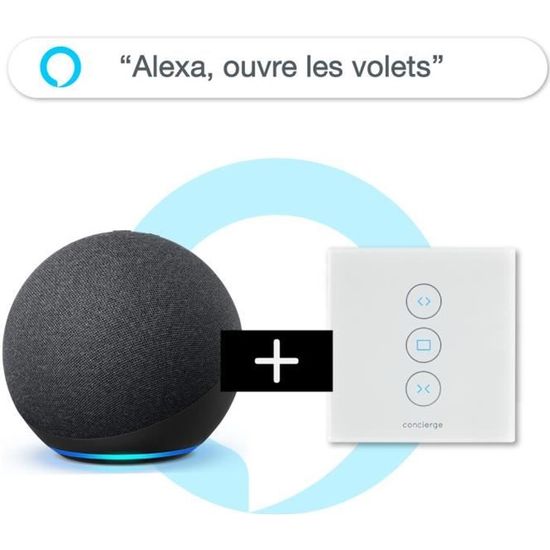 Pack "Alexa ouvre les volets" : Echo Dot 4 + Interrupteur wifi volet PlugnSay Shut Switch