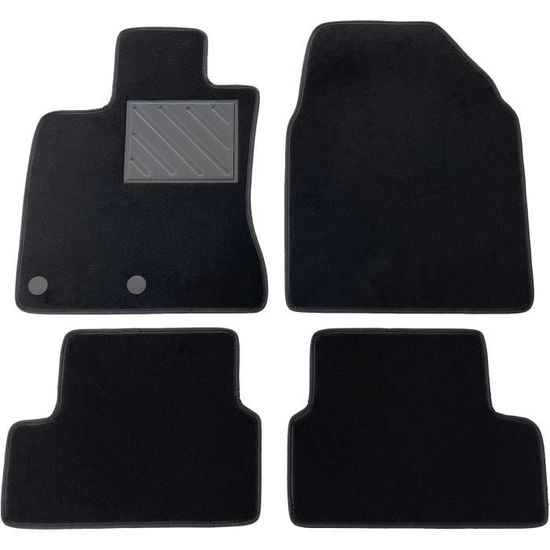 Tapis De Sol Sur Mesure Pour Renault Megane IV - 4 Pièces Noires Antidérapantes Avec Talonnette PVC