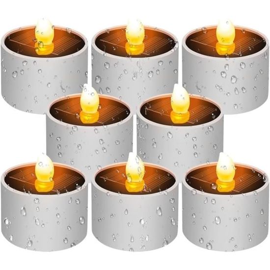 SoulBay Lot 3 Bougies LED Solaires Extérieures - Recharge USB, Étanché IP44, 3 Tailles