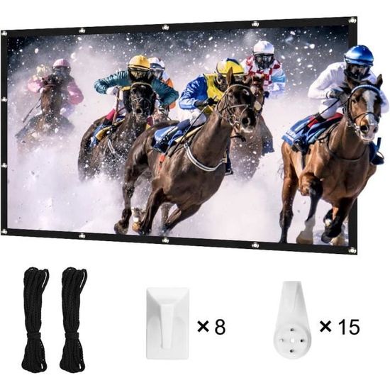 Écran De Projection Portable 60 Pouces - Format 16:9 Pliable - Pour Cinéma Maison Ou Camping - 14