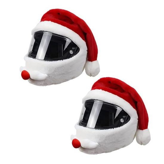 Housse De Casque Moto Père Noël - Déguisement Casque Pour Noël, Bonnet En Tissu Doux, Facile à Enfiler, Pour Hommes/femmes