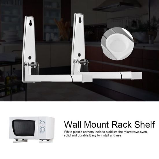 2x support de four à micro-ondes en acier inoxydable de cuisine étagère murale solide et pliable-RUR