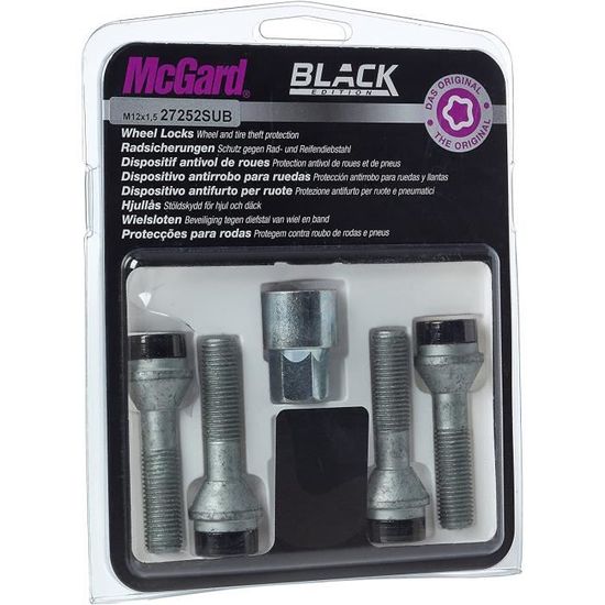 Référence McGard 28.023 SUB Kit De Boulons De Protection De Roues McGard 28.023 SUB – Noir, Pour Mercedes Classe A, C, E, Etc. Triple Revêtement Chrome Nickel