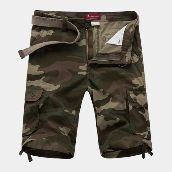 Shorts Homme Camouflage 2025 - Taille Grande - En Coton Léger - Pour été, Extérieur, Sport - Style Décontracté - Lavable Machine