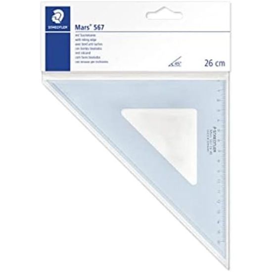 Mars 567 - Equerre Plastique Bleu Transparent 26 Cm 45°-45°[S215 ...