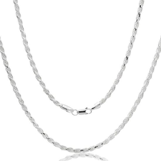 Chaîne En Argent Sterling 925 - Maille Corde 45cm, Occasion Mais En Bon état