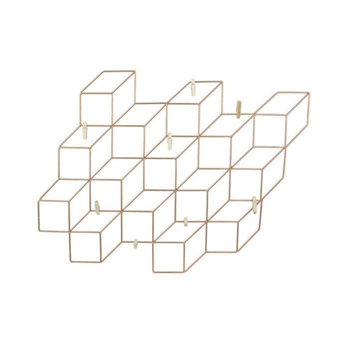 Pêle-mêle cube effet 3D - 8 pinces - Cuivré 40 cm