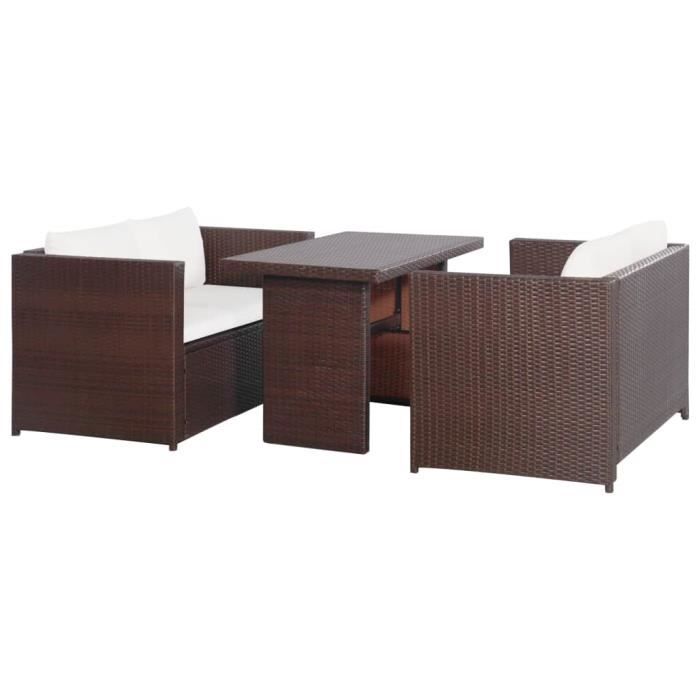 YAJ Jeu de canapé de jardin 11 pcs Marron Résine tressée