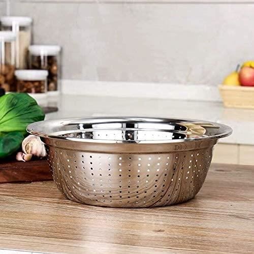 Passoire avec Bol à Mélanger en Acier Inoxydable, Passoire de Cuisine Saladier Métal Bol Inox de Préparation Design Ustensile de Cui