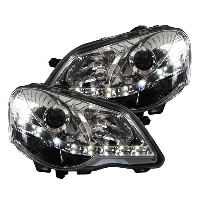 phares à LED diurnes, DragonLights, chrome VW POLO 9N3 05-09 chrome pour: Volkswagen Polo 05-09