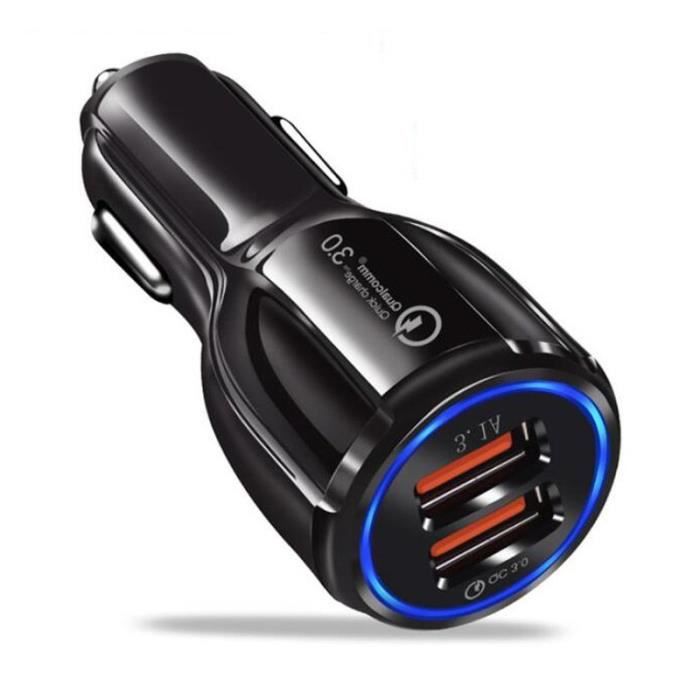 Cadorabo chargeur de voiture dans GLANZ SCHWARZ - Chargeur rapide double USB 3.0 à 2 ports avec 2 connexions