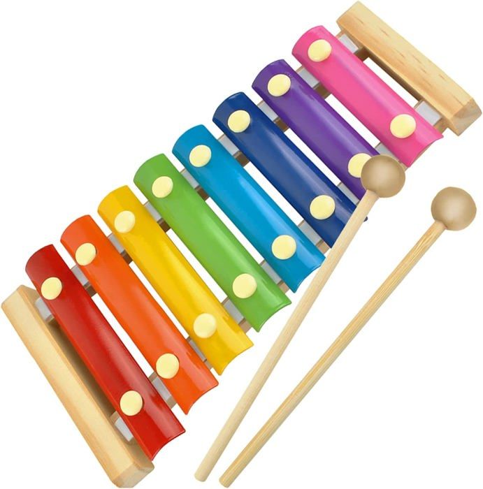 Xylophone en Bois Jouet d'éveil Musical pour Enfant 8 Clés Tons + 2 Maillets