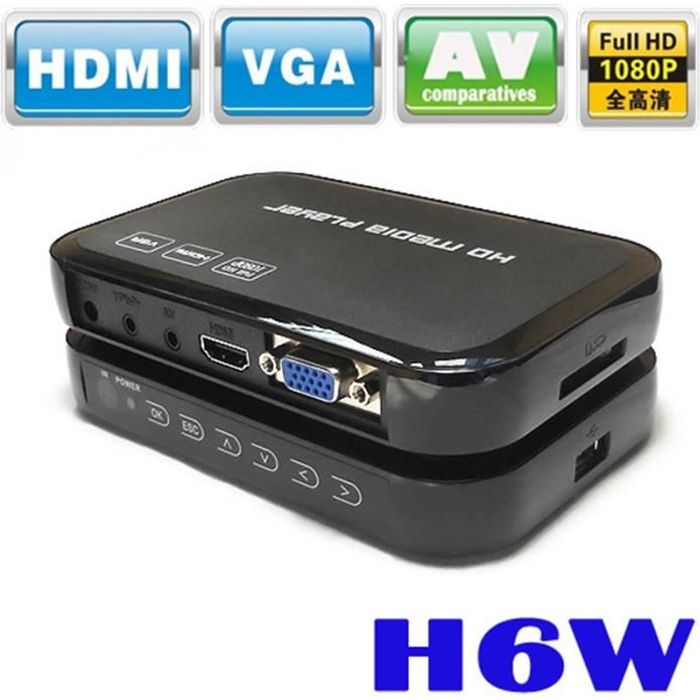 Portable 1080p Mini Full HD H6W Media Center Lecteur multimédia Prise en charge USB Host