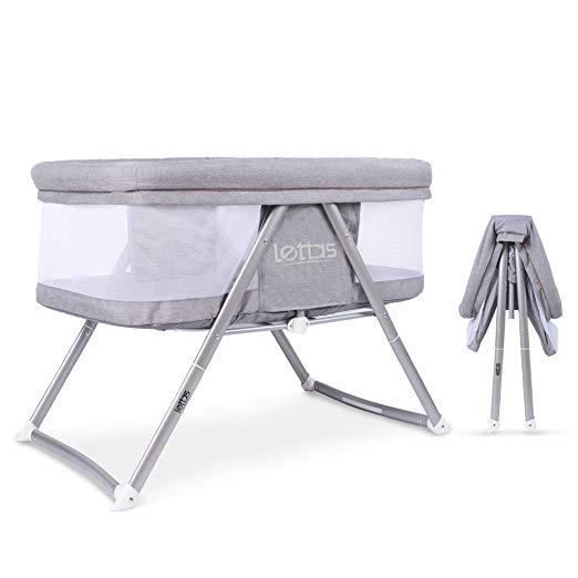 LETTAS Berceau Cododo bébé, 2 en 1, Lit de voyage pliable, Lit d'appoint Avec Matelas, 96 x 54 x 68 cm