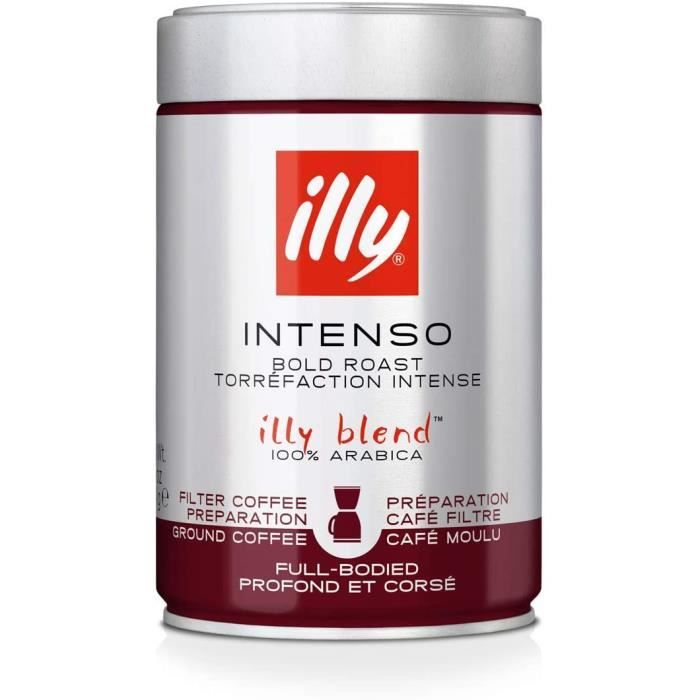 illy, Café Moulu Filtre Goût intense - 100% Arabica - 6 boîtes de 250g (1,5kg)