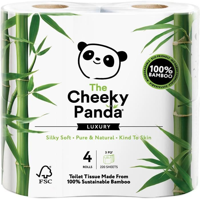 Cheeky Panda - Bambou Luxueux Et Durable 4 Rouleau Papier Hygiénique