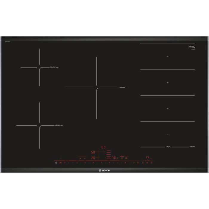 Bosch Serie 8 PXV875DC1E, Intégré, Plaque avec zone à induction, Verre-céramique, Noir, 1400 W, Rond