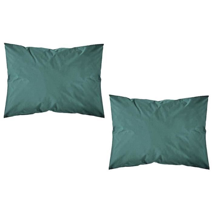 TODAY Lot de 2 taies d'oreiller - 50x70 cm - 100% Coton - Emeraude