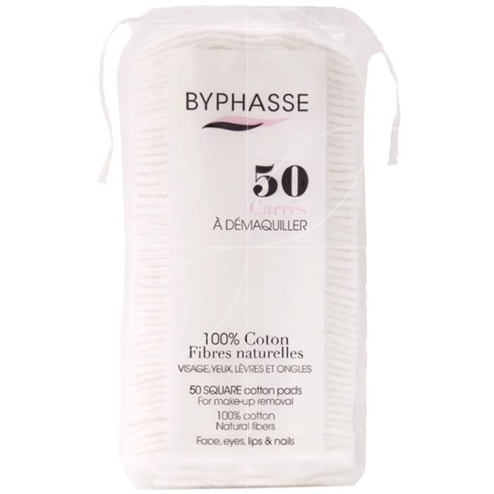 Byphasse - Disques 100% coton fibres naturelles x50 Carrés