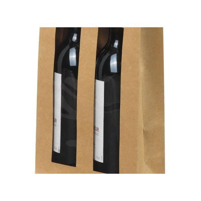 CLASSWINE Etui kraft marron à fenêtre pour 2 bouteilles