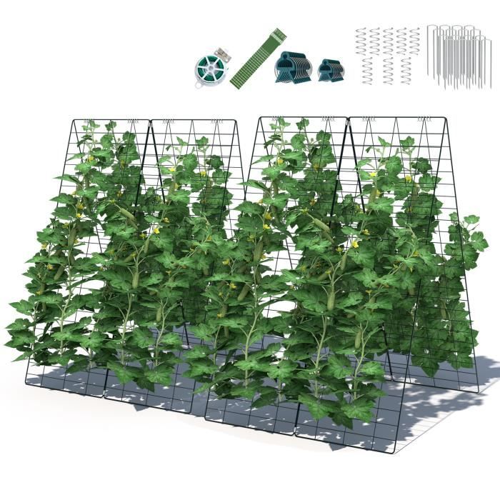 COSTWAY Lot de 2 Support pour Plantes Grimpantes en Métal, 122 x 43 CM, Treillage Jardin pour Fruits, Légumes et Fleurs, Vert