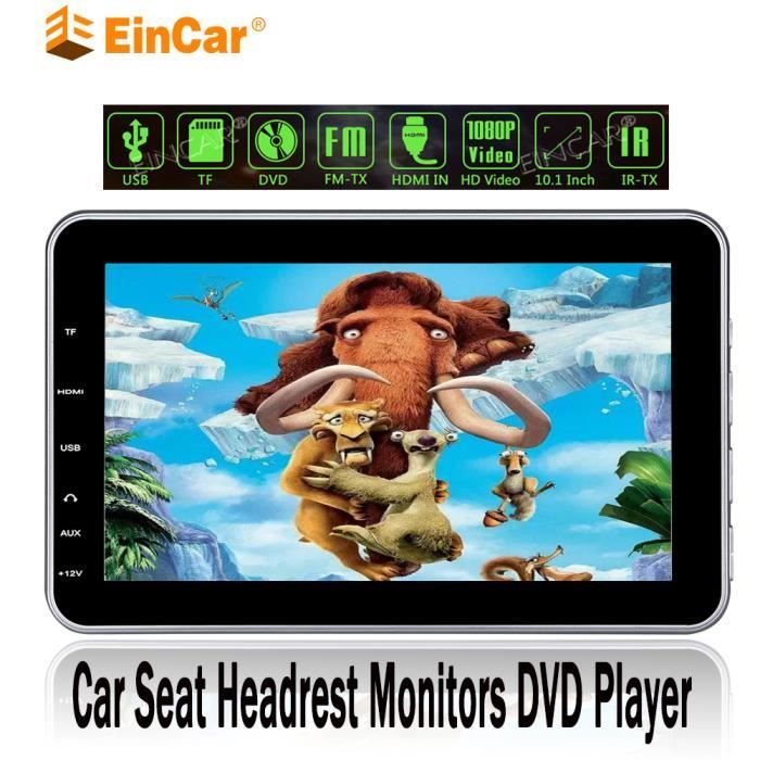 EinCar 10.1- écran numérique ultra-mince Appui-tête Siège d'auto Moniteurs Lecteur DVD Transmetteur USB / SD / Port HDMI intégré Hau