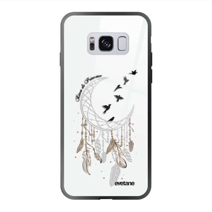 Coque en verre trempé Samsung Galaxy S8 noir Rêves de princesse Ecriture Tendance et Design Evetane