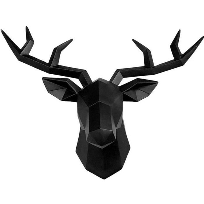 Fablcrew Tête de Cerf SculptureTête d'animal Décoration Murale,Résine Tête de Cerf Statue Deco MuraleTête de Cerf 3DTenture