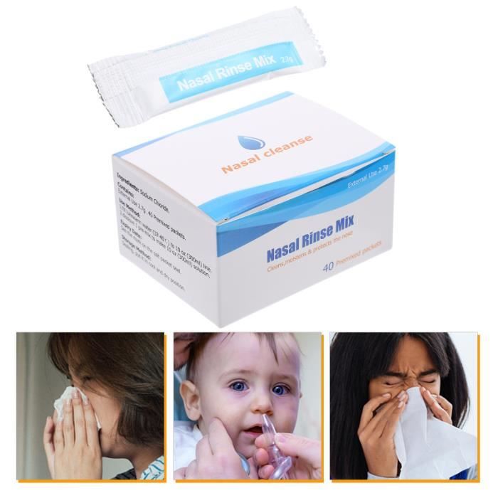 40 paquets de paquets de saline Nasal lavez les paquets de sel de rinçage nasal