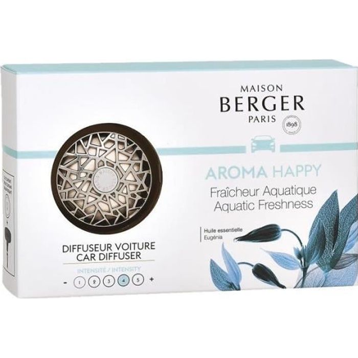 Maison Berger - 6403 Diffuseur de parfum pour voiture Aroma Happy Argenté
