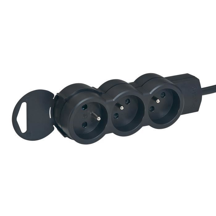 LEGRAND Rallonge multiprise standard 3x2 P+T cordon 3 m noir