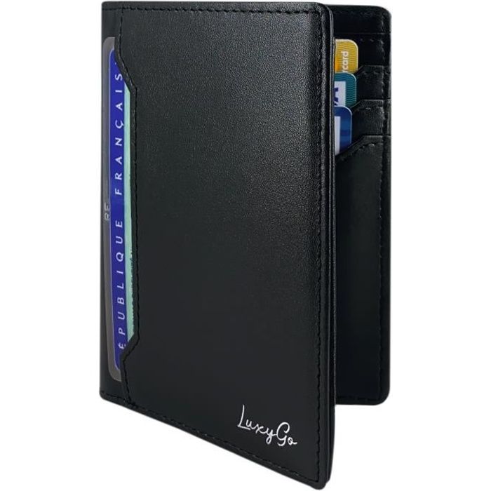 Portefeuille Homme - Porte Carte De Credit Anti RFID - Protection Cartes Bleue Pièce identité Francaise Permis Conduire