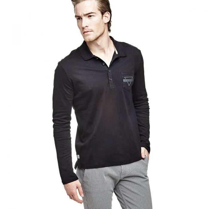 Guess Polo Homme Manches Longues Rufo Noir