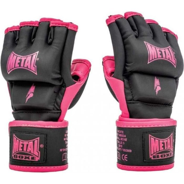 Gants de combat libre - mma noir et rose Metal Boxe