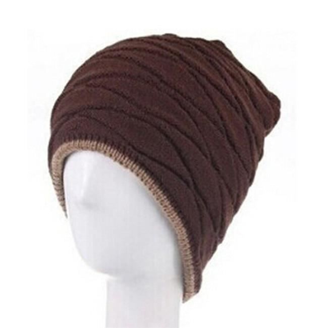 CASQUETTE,Bonnet unisexe hiver Outdooor casquette de course hommes femmes bas chapeau rayure tricoté Hiphop chapeau - Type coffee