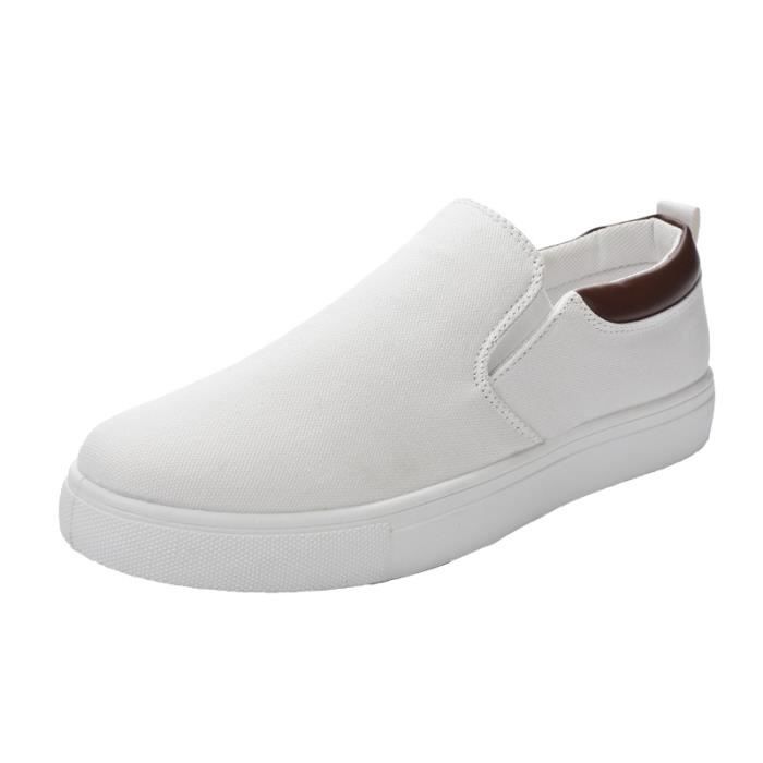 Chaussures en toile pour homme patins classiques légères et confortables antidérapantes absorbant la sueur Blanc 44
